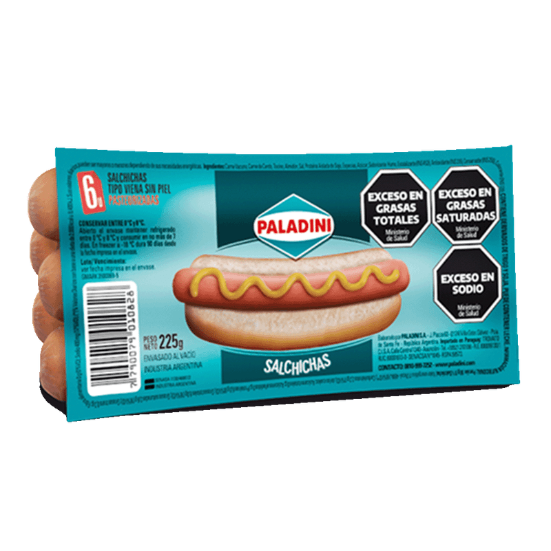 Salchichas PALADINI Pasteurizada 6u