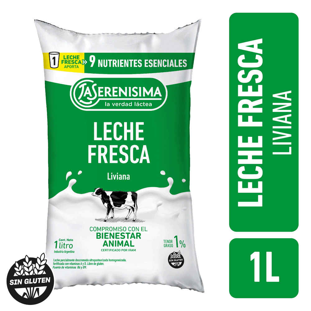 Leche La Serenísima Ultra Parc Descremada Multivit 1% Sachet 1 l