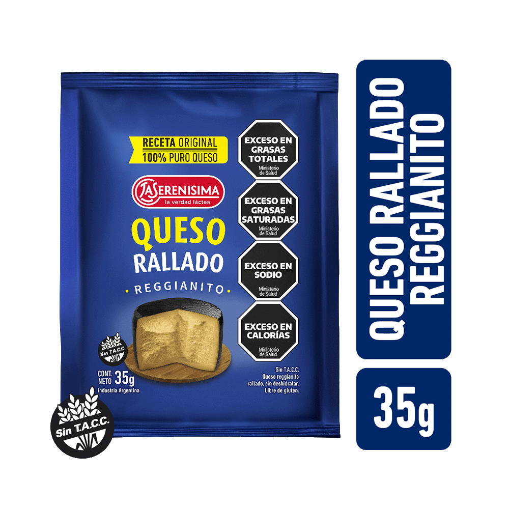 Queso Rallado Reggianito La Serenísima sobre 35 gr