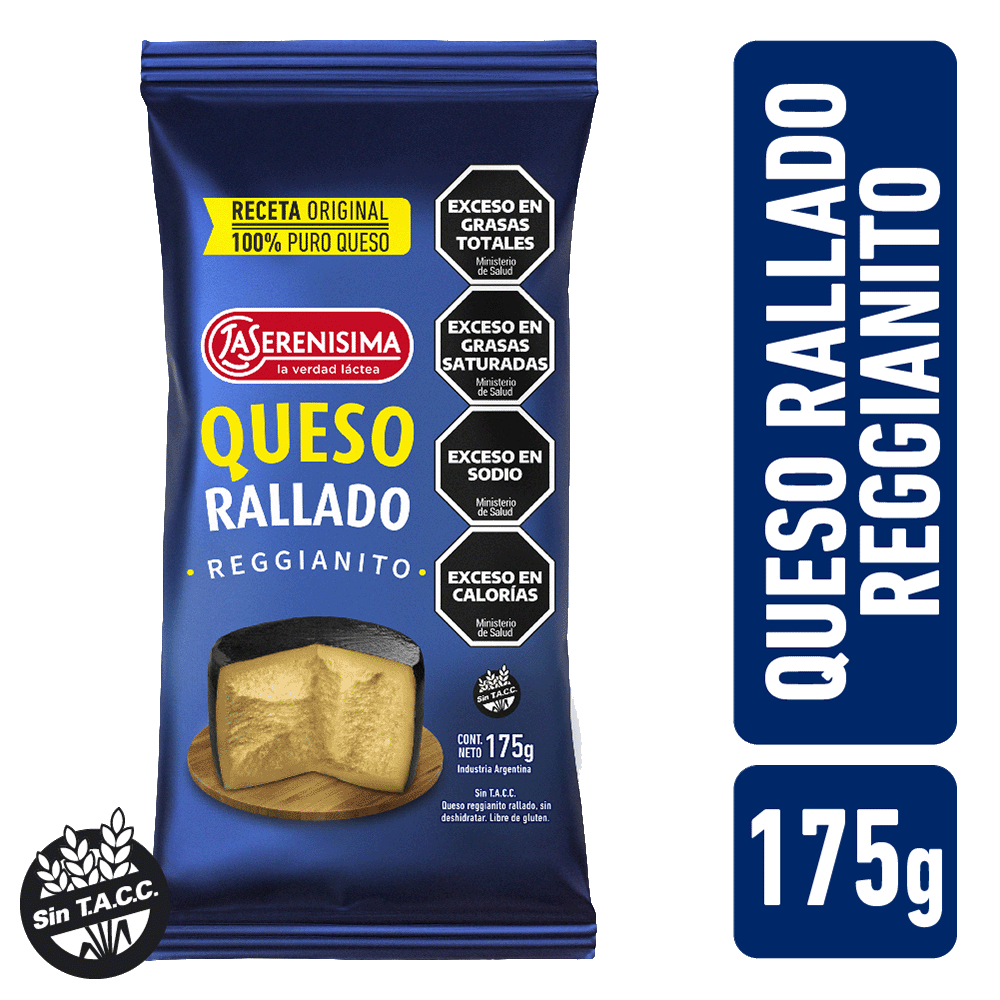 Queso Rallado La Serenísima Reggianito Flow Pack 175 gr