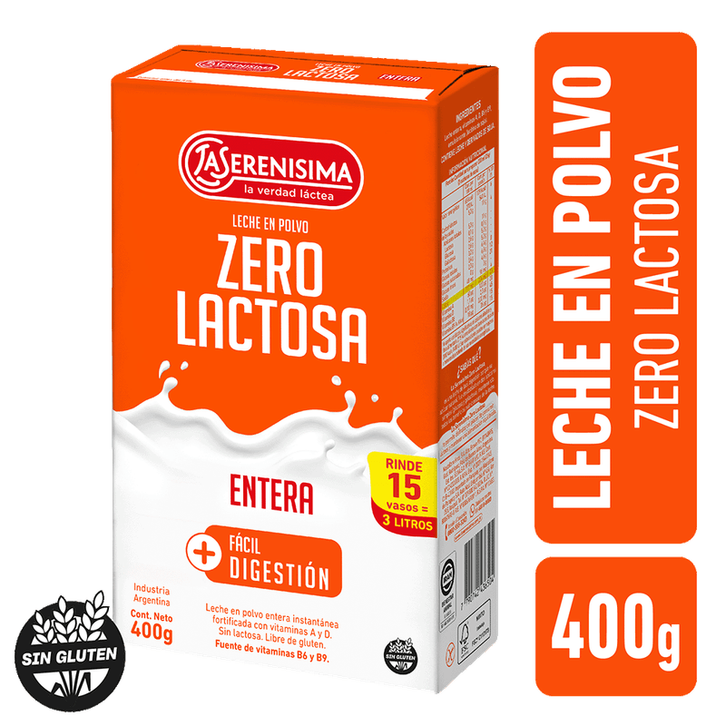 Leche En Polvo LA SERENISMA Entera Zero Lactosa 400g