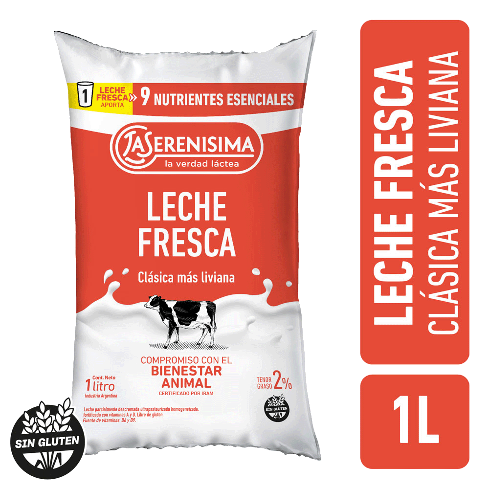 Leche La Serenísima Ultra Parc Descremada Multivit 2% Sachet 1 l