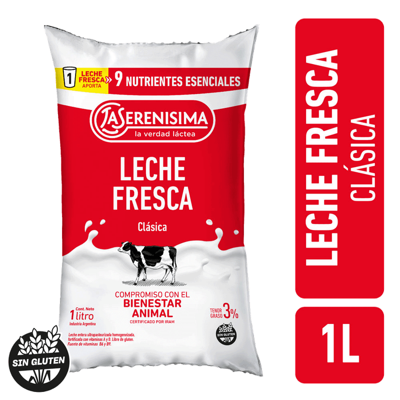 Leche LA SERENISIMA Ultra Entera Multi 3% Sachet 1l