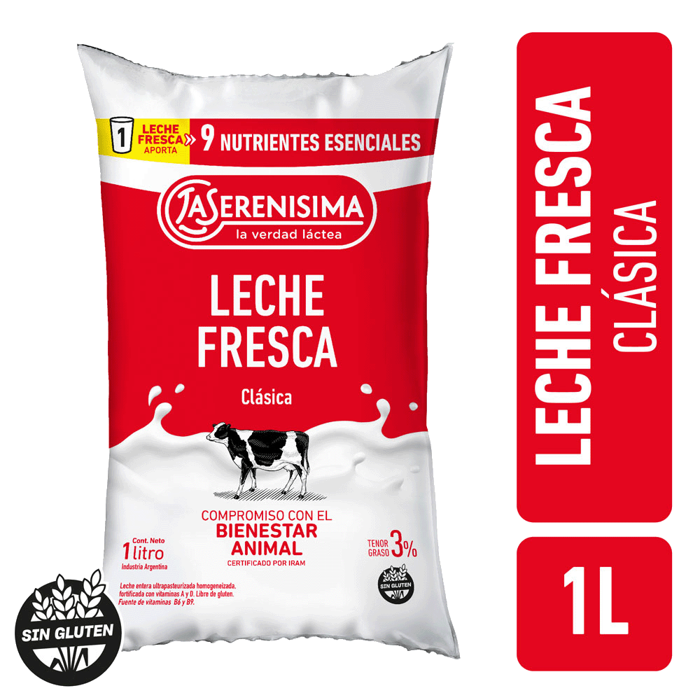 Leche La Serenísima Ultra Entera Multivit 3% Sachet 1 l