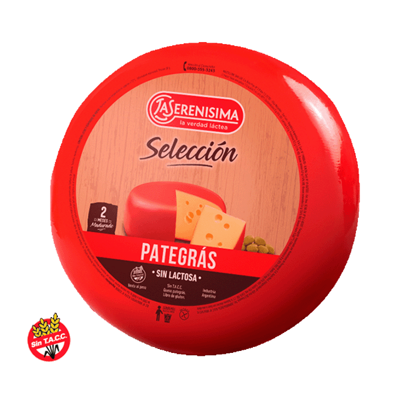 Queso LA SERENISIMA Pategras Sin Lactosa Horma kg