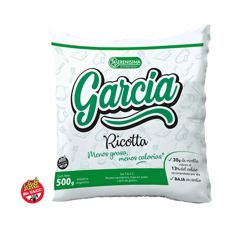 Ricotta GARCIA Semigrasa Baja Sodio 500g