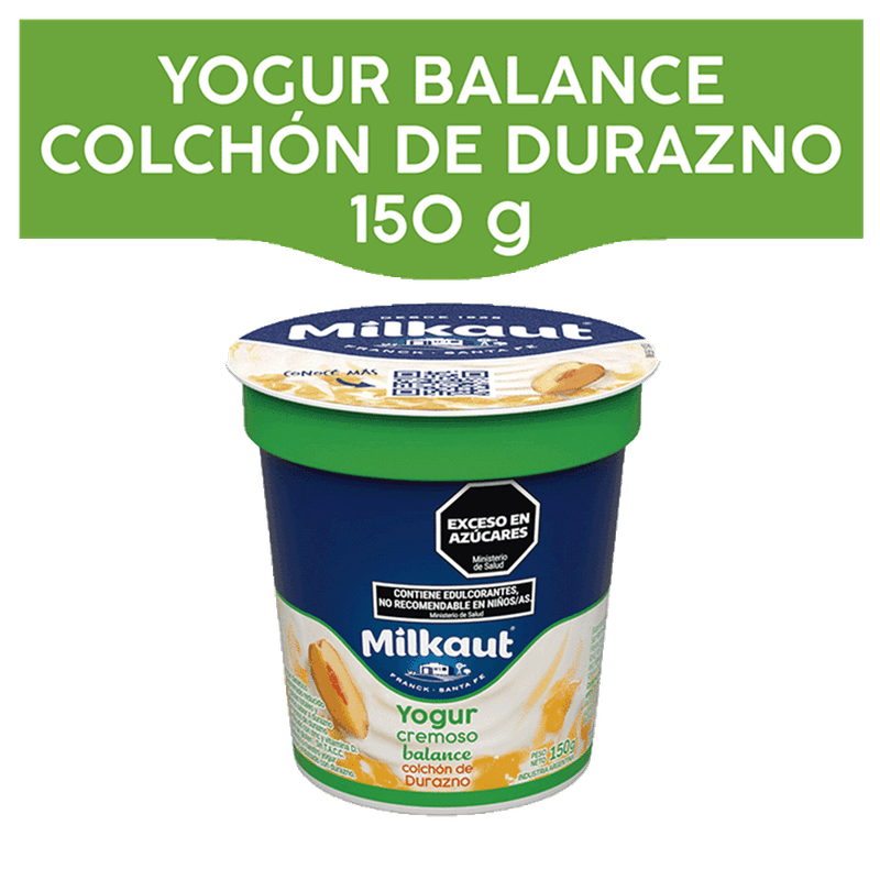 Yogur MILKAUT Descremado Durazno Con Frutas 150g