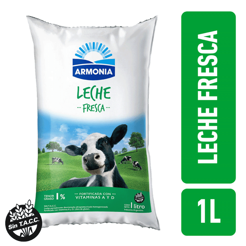 Leche ARMONIA Ultra Parcialmente Descremada Sachet 1l