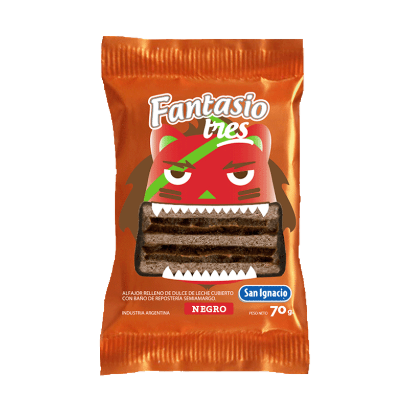Alfajor FANTASIO Tres Chocolate Negro 70g