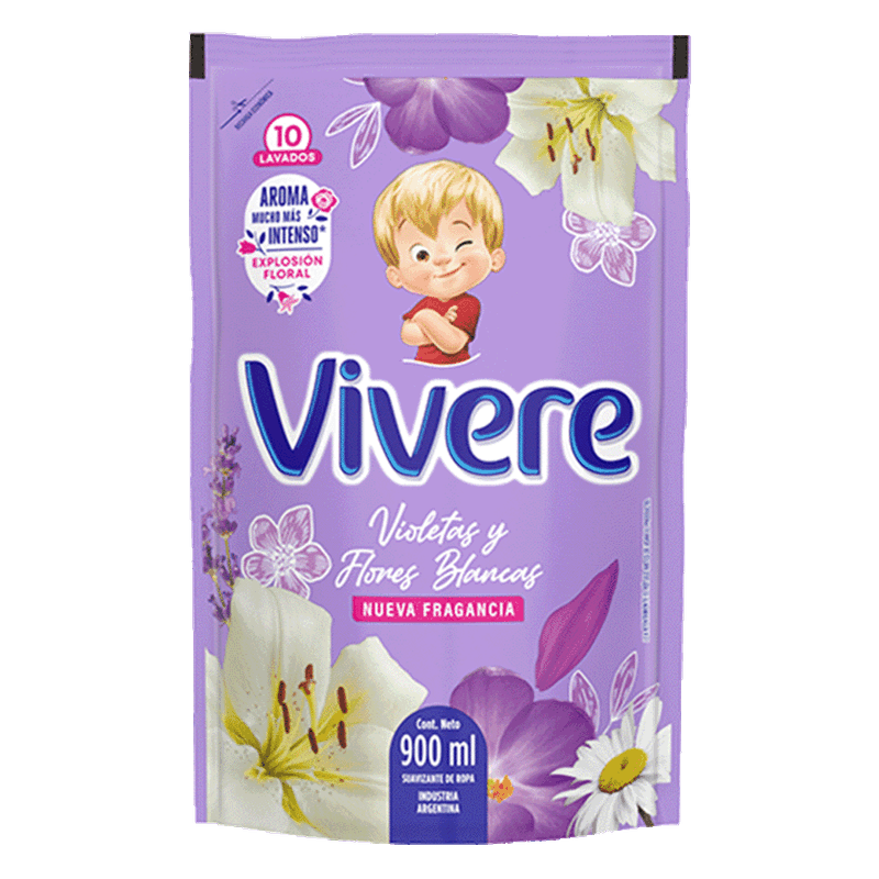 Suavizante VIVERE Violetas y Flores Blancas Doy Pack 900ml