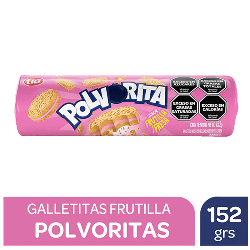 Galletitas POLVORITAS Vainilla Rellenas Frutilla 152g