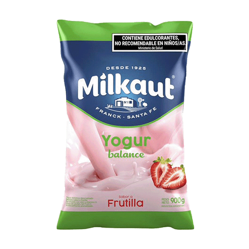 Yogur MILKAUT Descremado Frutilla Sachet 900g
