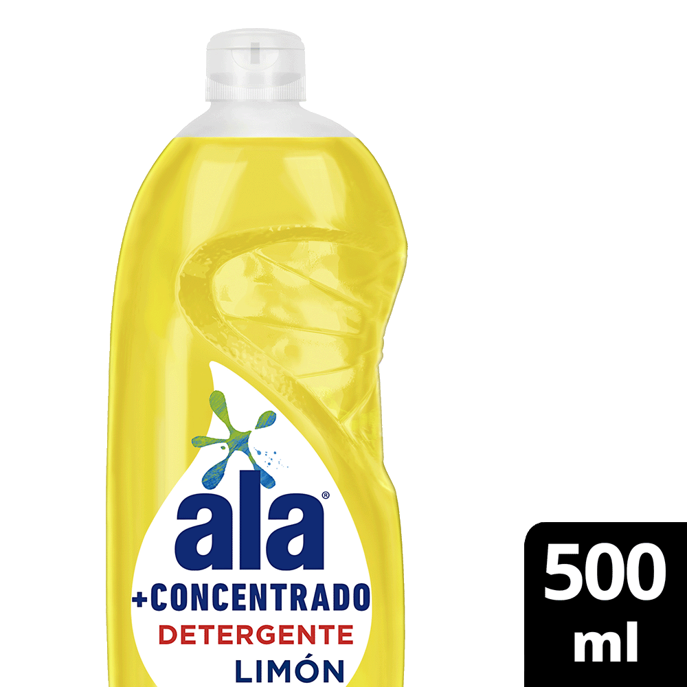 Detergente Líquido Ala + Concentrado Limón Botella 500 ml
