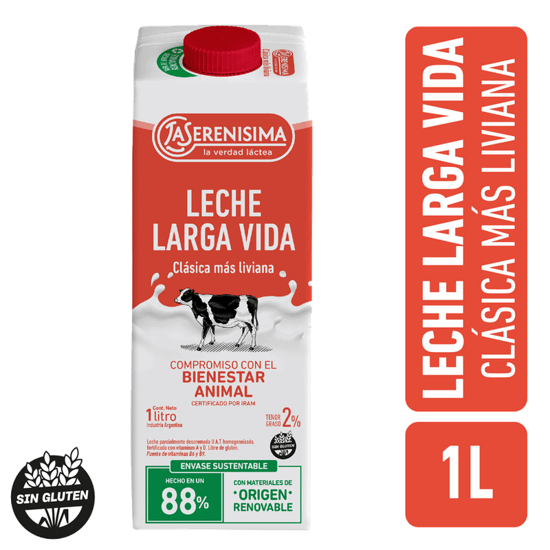 Leche LA SERENISIMA Uat Clasica Liviana 2% Tetra 1l