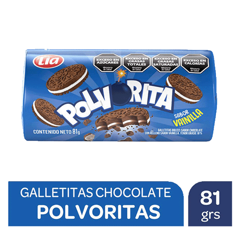 Galletitas POLVORITAS Chocolate Rellenas Vainilla 81g