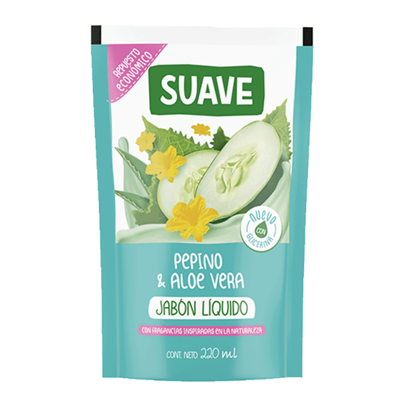 Jabon Liquido SUAVE Pepino/Aloe Doy Pack 220ml