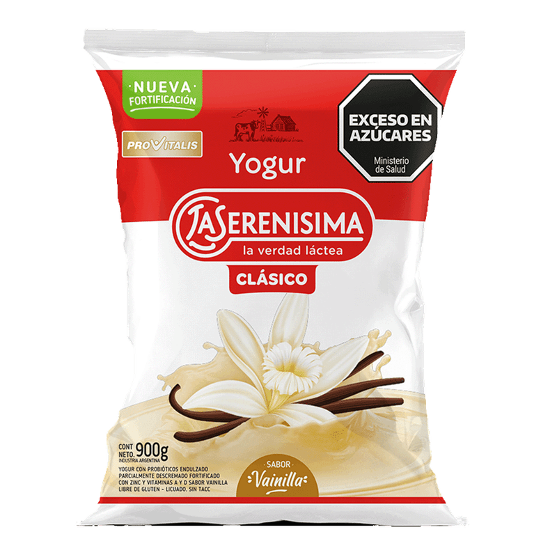 Yogur LA SERENISIMA Sachet Entero Vainilla 900g