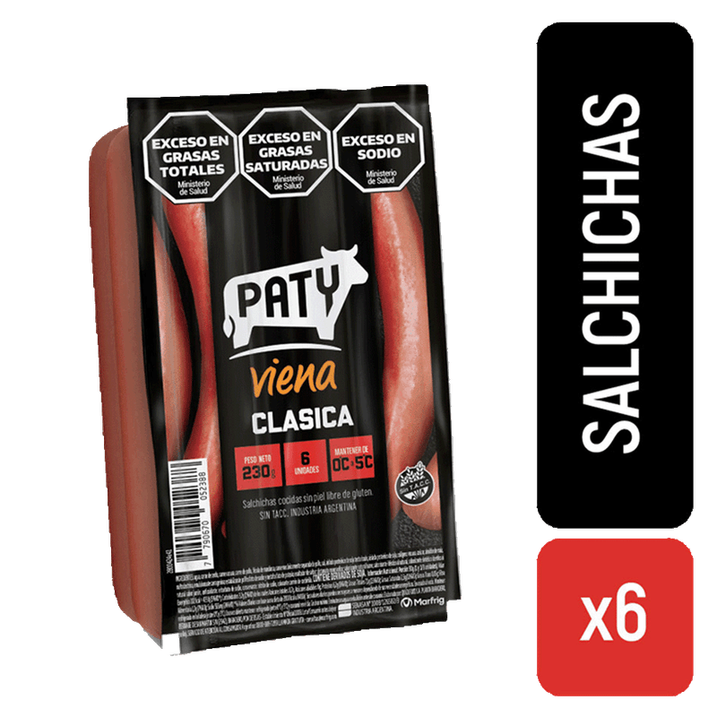 Salchichas PATY Viena Clasicas Sin Tacc 6u