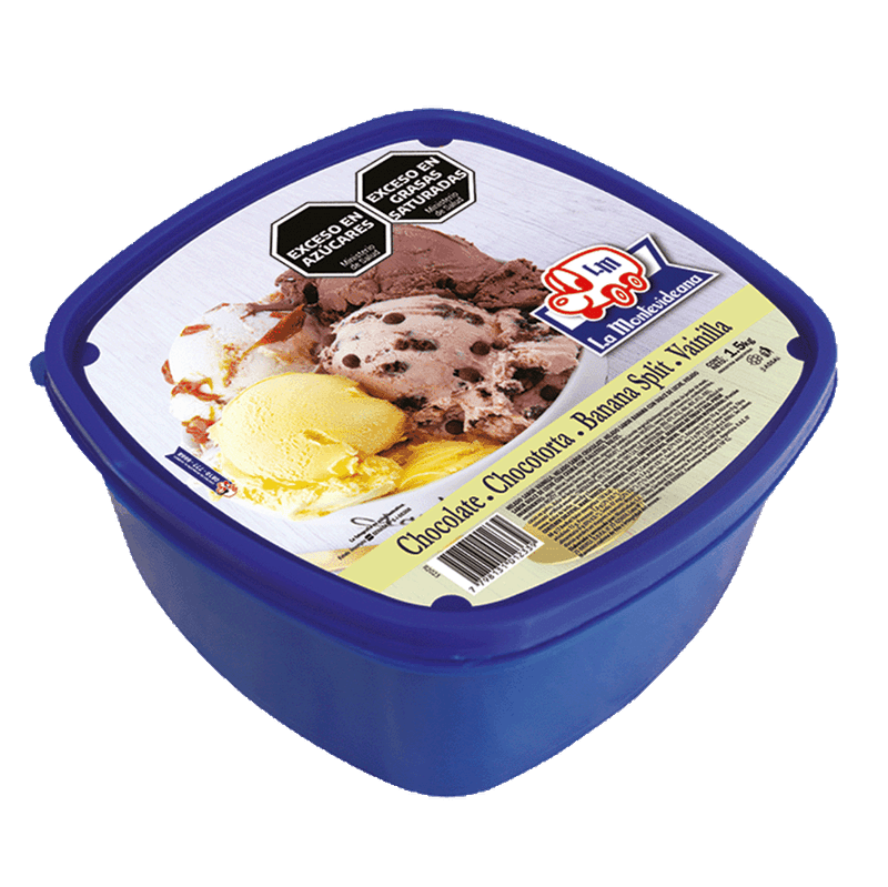 Helado LA MONTEVIDEANA ChocolateChocotortaBanan SplitVai 1,5k