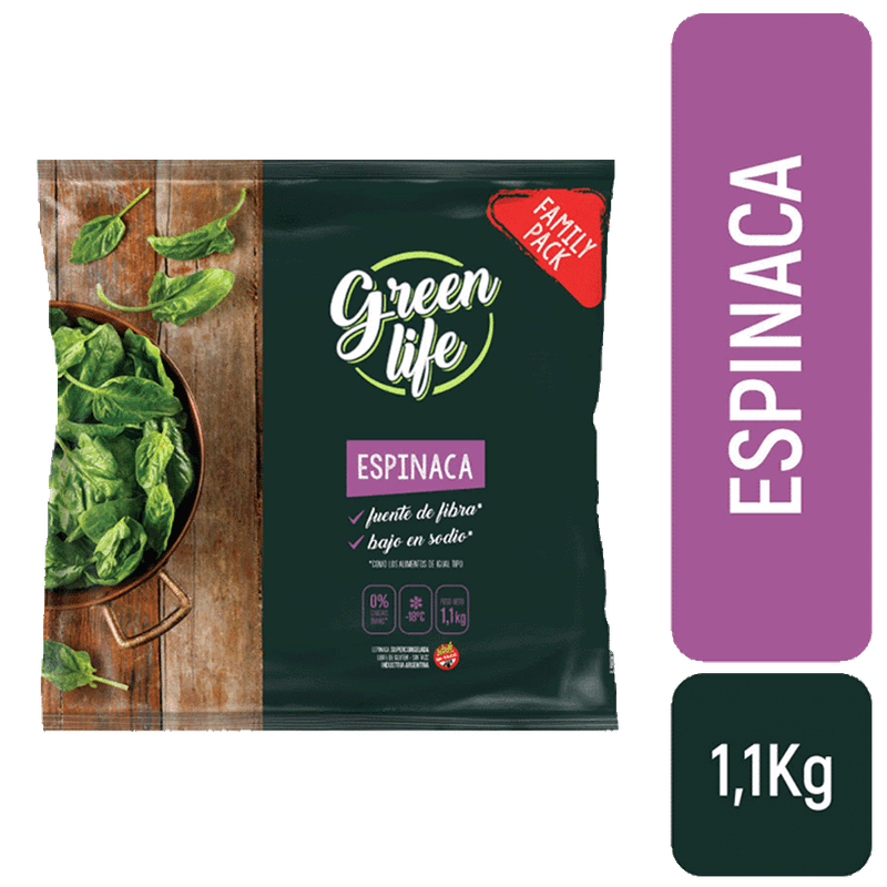 Espinaca GREEN LIFE Congelada Iqf 1,1k