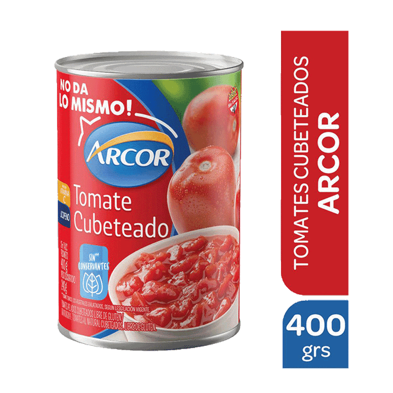 Tomate ARCOR Cubeteado Lata 400g