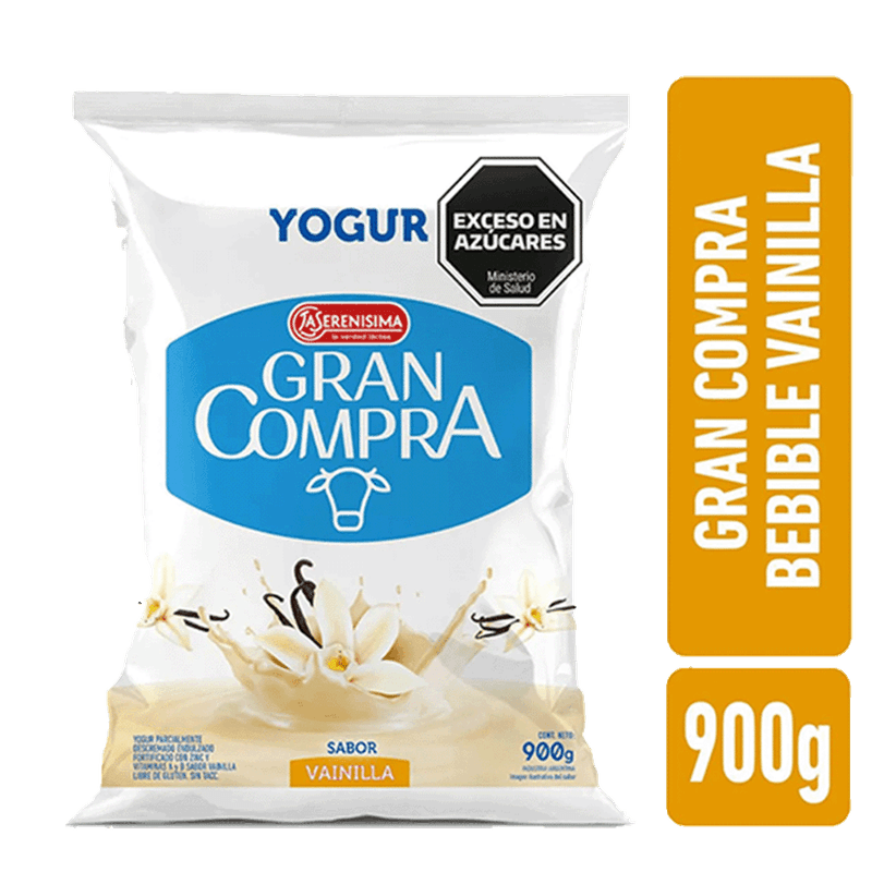 Yogur GRAN COMPRA Bebible Vainilla 900ml