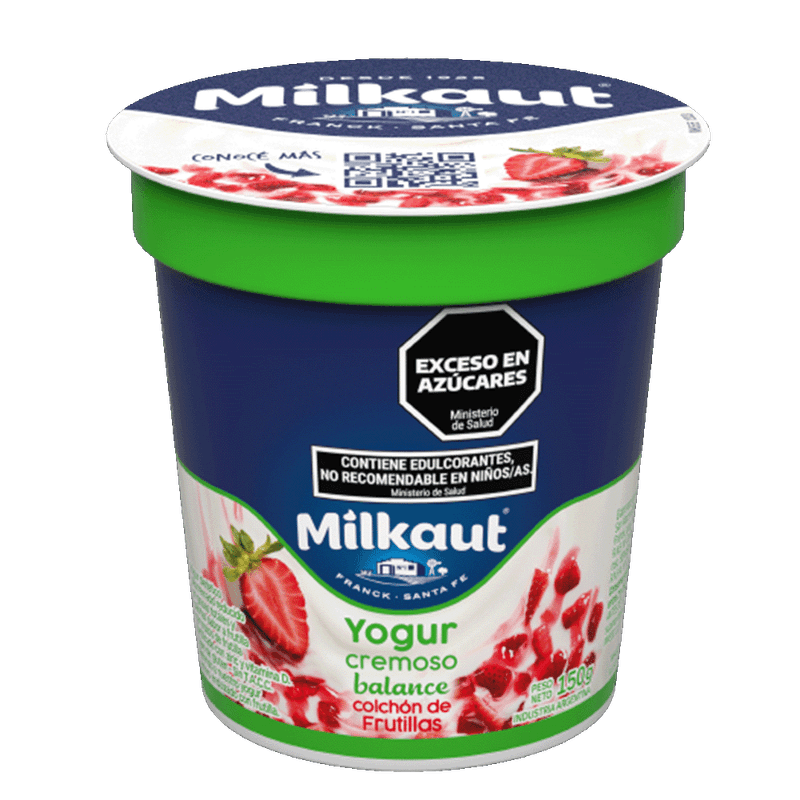 Yogur MILKAUT Plus Descremado Frutilla Con Trozos Fruta 150g