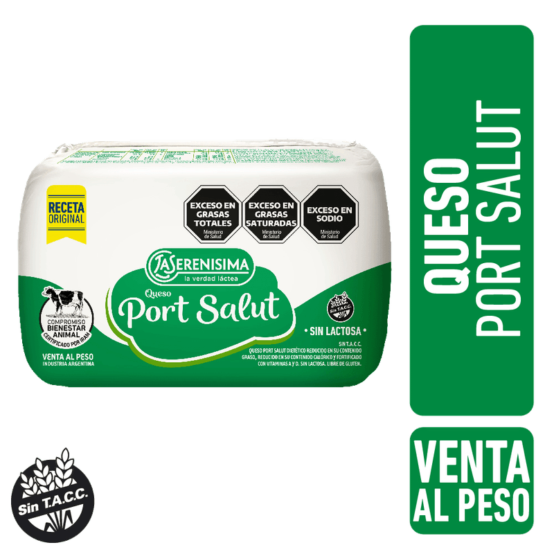Queso LA SERENISIMA Port Salut Light Sin Lactosa Porción Kg