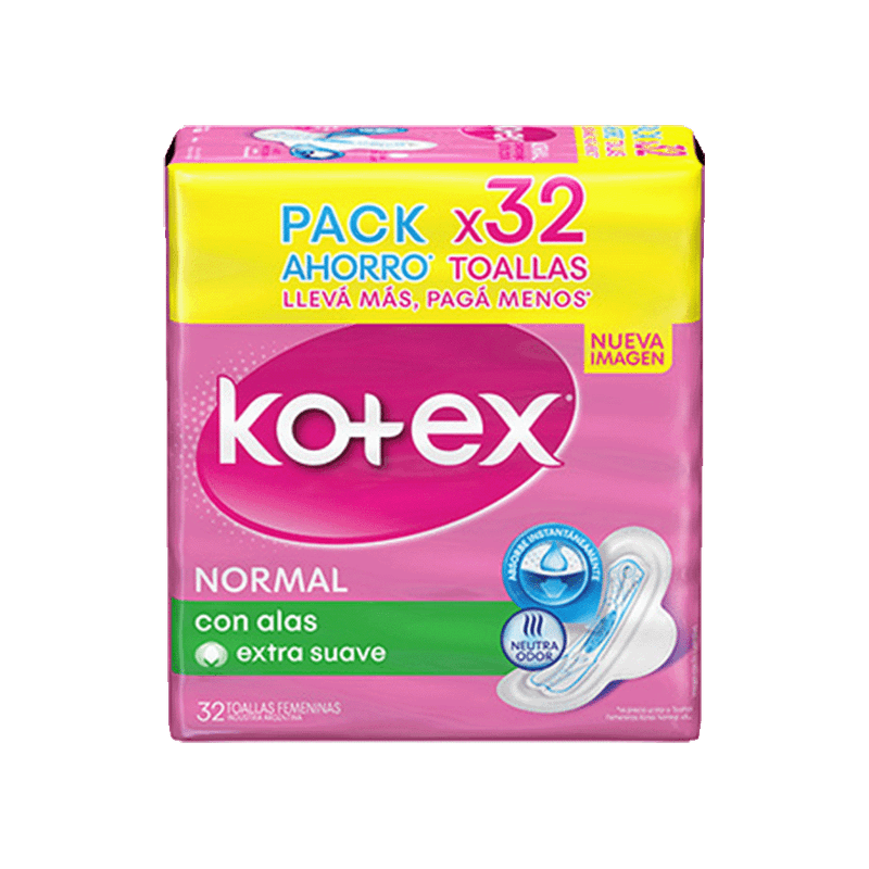 Toallas Femeninas KOTEX Normal Con Alas 32u