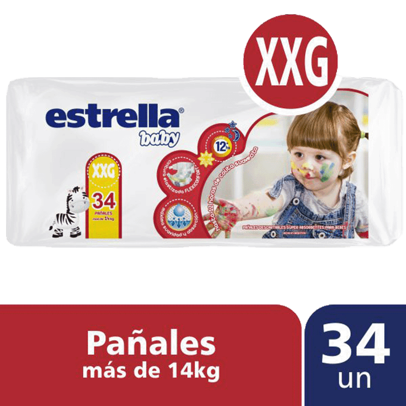 Pañales ESTRELLA Hiperpack XXG 34u