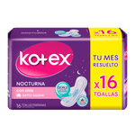 Toallas Femeninas KOTEX Nocturnas Con Alas 16u