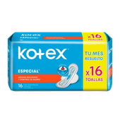 Toallas Femeninas KOTEX Especial Con Alas 16u