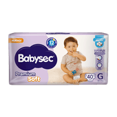 Pañales BABYSEC Premium Soft Grandes 40u