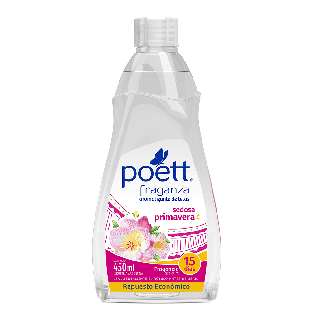 Aromatizante de Tela Poett Fraganza Sedosa Primavera (Envase Económico) 450 ml
