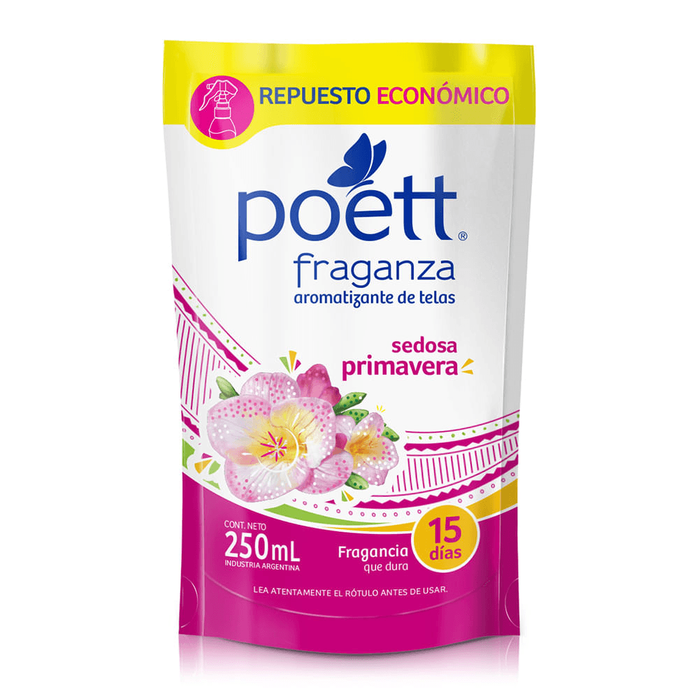 Aromatizante de Tela Poett Fraganza Sedosa Primavera (Doy Pack) 250 ml