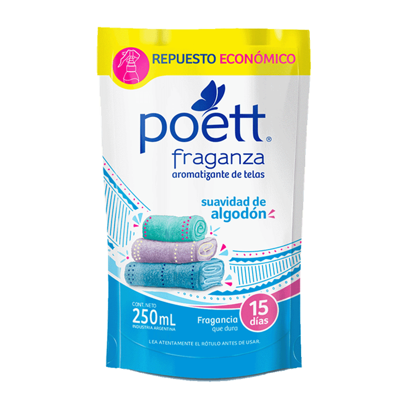 Perfume Para Ropa POETT Suavidad De Algodón Doy Pack 250cc