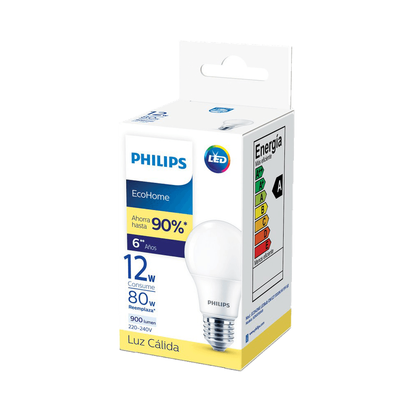 Lampara PHILIPS Led Ecohome Cálida 12w