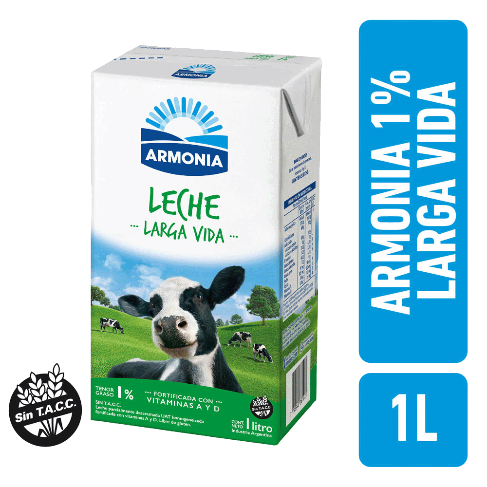 Leche Armonia Larga Vida Parcialmente Descremada 1% 1l