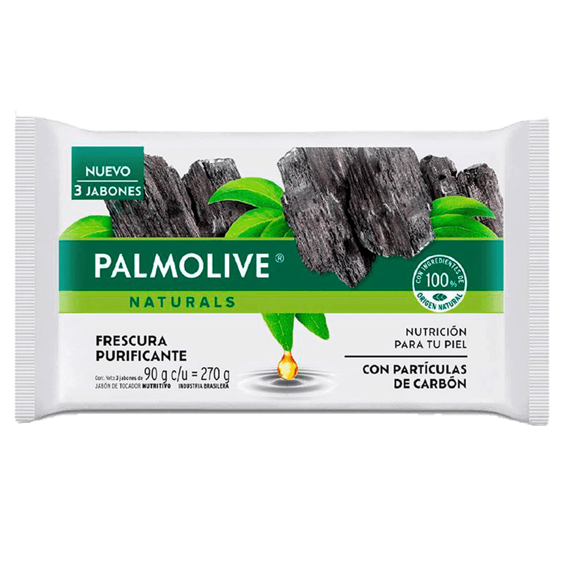 Jabón PALMOLIVE Naturals Carbón Activado Pack3 90g