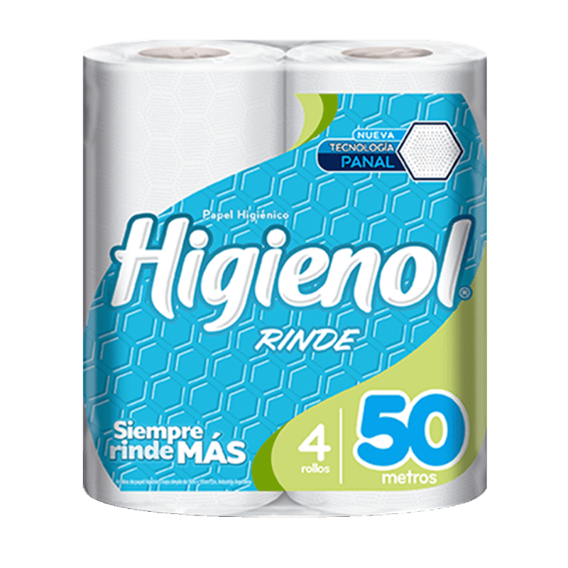 Papel Higienico HIGIENOL Rinde Hoja Simple 50mt 4u