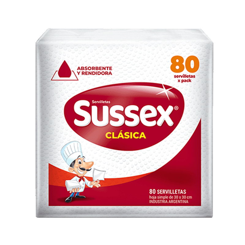 Servilletas SUSSEX Clascicas Hoja Simple 80u
