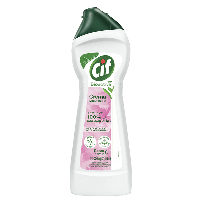 Limpiador Cremoso CIF Bioactive Jazmin y Rosas 375g