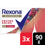 Jabon REXONA Glicerina Vitamina C Frutos Rojos Pack3 90g