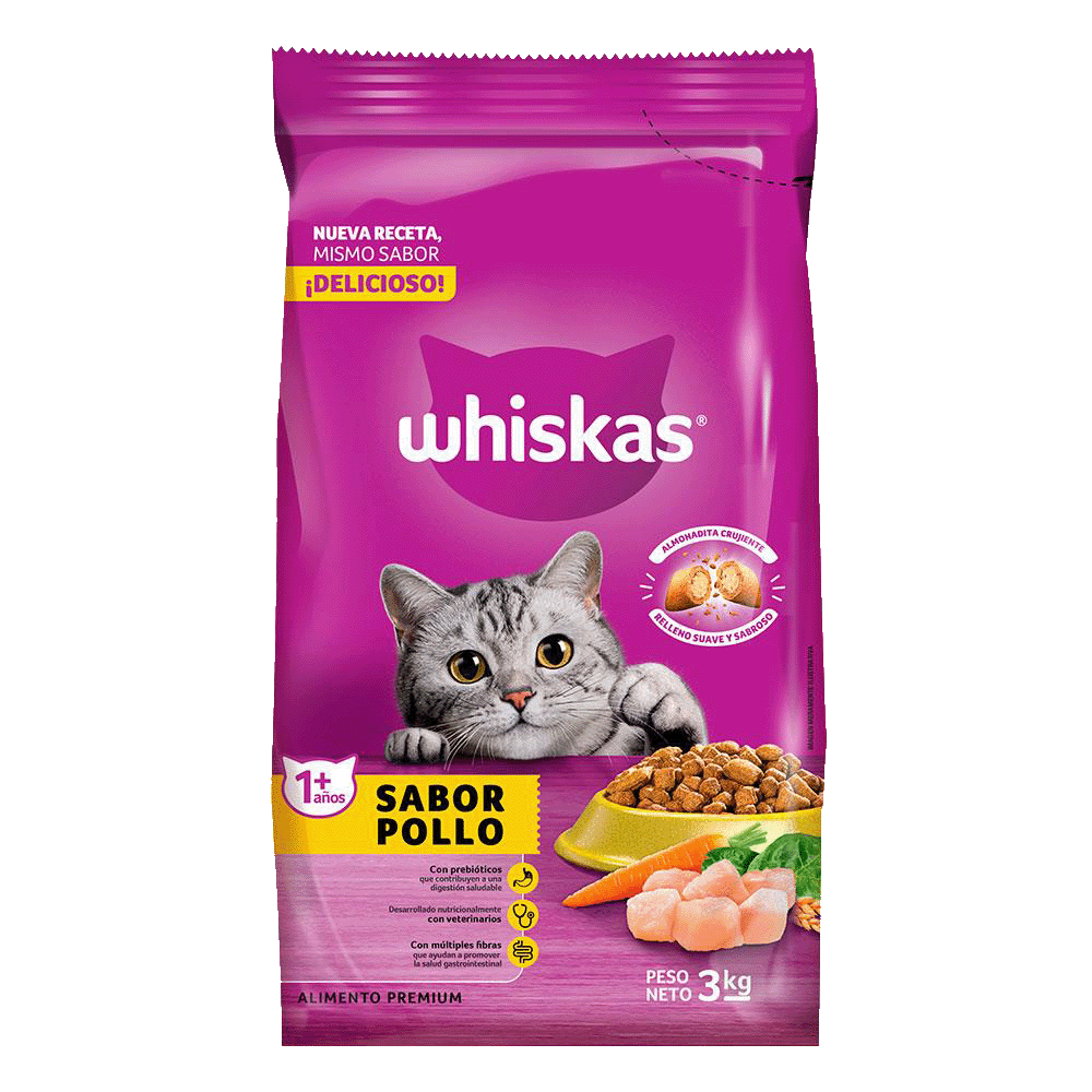 Alimento Seco para Gato Whiskas 3 kg. Pollo