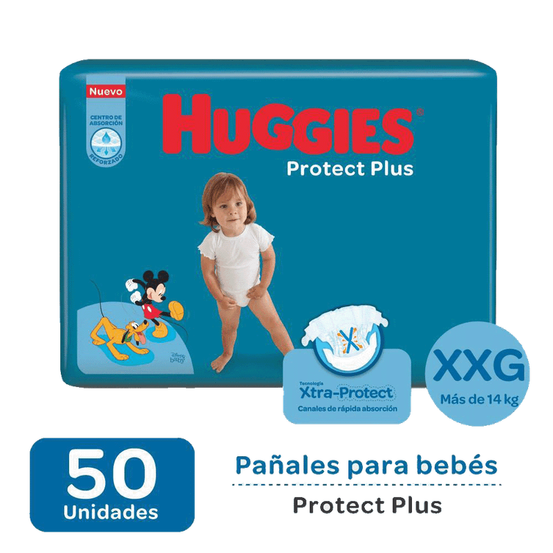 Pañales HUGGIES Protect Plus XXG 50u
