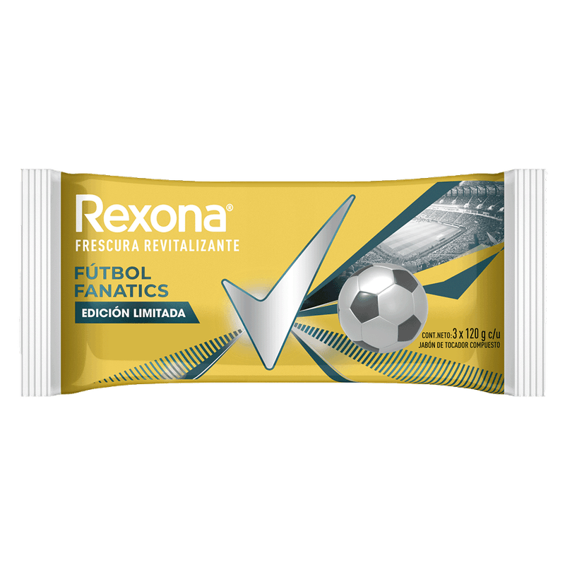 Jabon De Tocador REXONA Futbol Fanatics Pack 3 120g