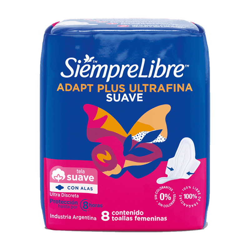 Toallas Femeninas SIEMPRE LIBRE Adap Plu Ultra Fina C/A 8u