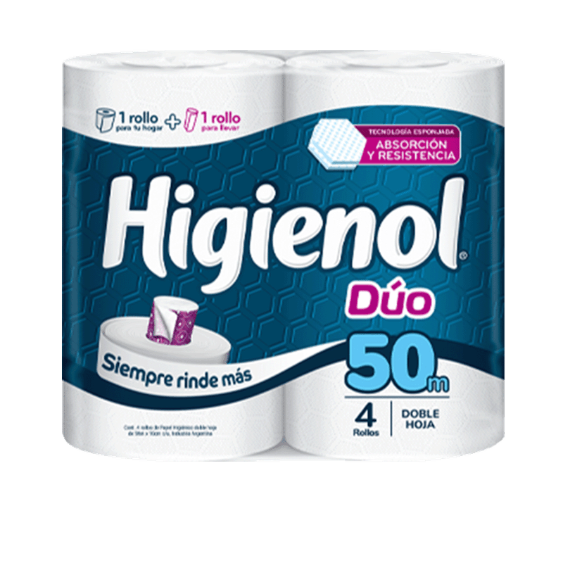 Papel Higienico HIGIENOL Duo Panal Doble Hoja 50mt 4u