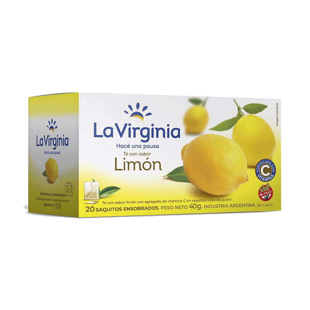 Té La Virginia con Limón Saquitos en Sobres x 20 Uni