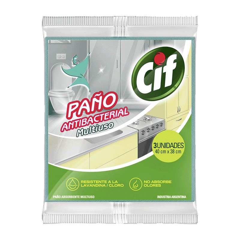 Paño CIF Antibacterial Multiuso 3u